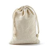 10 pc Cotton Packing Pouches Drawstring Bags, Wheat, 17x12cm