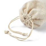 10 pc Cotton Packing Pouches Drawstring Bags, Wheat, 17x12cm