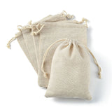 10 pc Cotton Packing Pouches Drawstring Bags, Wheat, 17x12cm