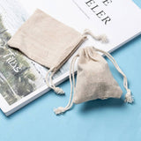 10 pc Cotton Packing Pouches Drawstring Bags, Wheat, 9x8cm