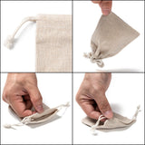 10 pc Cotton Packing Pouches Drawstring Bags, Wheat, 9x8cm