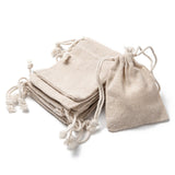 10 pc Cotton Packing Pouches Drawstring Bags, Wheat, 9x8cm