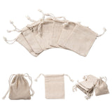 10 pc Cotton Packing Pouches Drawstring Bags, Wheat, 9x8cm