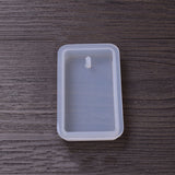 DIY Silicone Molds, Resin Casting Molds, For UV Resin, Epoxy Resin Jewelry Pendants Making, Rectangle, White, 80x46x10mm, Hole: 3.5mm, Inner Size: 70x31x8mm