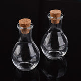 2 pcs Glass Bottle for Bead Containers, with Cork Stopper, Wishing Bottle, Clear, 4.9x8.8cm, Bottleneck: 2.2cm in diameter, Hole: 15mm, Capacity: 55ml(1.85 fl. oz)