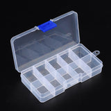 1 Set Plastic Clear Beads Display Storage Case Box, Bead Storage Containers, with Adjustable Dividers Removable Grid Compartment, 7x13x2.3cm