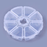 2 Set Plastic Bead Containers, Flip Top Bead Storage, 8 Compartments, White, 10.5x10.5x2.8cm