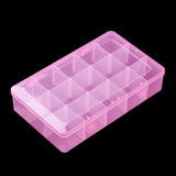 1 pcs Plastic Bead Storage Containers, Adjustable Dividers Box, Removable 15 Compartments, Rectangle, Pearl Pink, 27.5x16.5x5.7cm