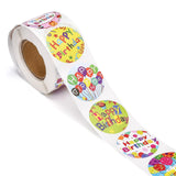 Craspire Self-Adhesive Paper Stickers, for Birthday Party, Decorative Presents, Round with Word Happy Birthday, Colorful, 38mm, 500pcs/roll