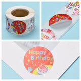 Craspire Self-Adhesive Paper Stickers, for Birthday Party, Decorative Presents, Round with Word Happy Birthday, Colorful, 38mm, 500pcs/roll