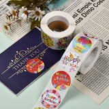 Craspire Self-Adhesive Paper Stickers, for Birthday Party, Decorative Presents, Round with Word Happy Birthday, Colorful, 38mm, 500pcs/roll