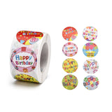 Craspire Self-Adhesive Paper Stickers, for Birthday Party, Decorative Presents, Round with Word Happy Birthday, Colorful, 38mm, 500pcs/roll