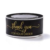 Craspire Hot Stamping Self-Adhesive Paper Gift Tag Youstickers, Rectangle with Word Thank You FOR YOU ORDER, for Party Presents Decorative, Black, 2.9x6x0.01cm