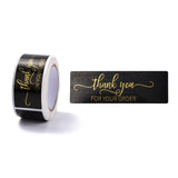 Craspire Hot Stamping Self-Adhesive Paper Gift Tag Youstickers, Rectangle with Word Thank You FOR YOU ORDER, for Party Presents Decorative, Black, 2.9x6x0.01cm
