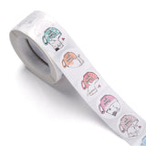 Craspire 500 Adorable Round Cartoon Stickers in 6 Designs, Adhesive Label Roll Stickers, Cat Pattern, 0.98 inch(2.5cm), 500pcs/roll