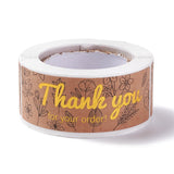 Craspire Rectangle Thank You Theme Paper Stickers, Self Adhesive Roll Sticker Labels, for Envelopes, Bubble Mailers and Bags, Peru, Flower Pattern, 7.5x2.5x0.01cm, 120pcs/roll