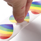 Craspire Heart Roll Stickers, Self-Adhesive Paper Gift Tag Stickers, for Party, Decorative Presents, Colorful, Rainbow Pattern, 38x38x0.1mm, about 500pcs/roll