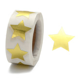 Craspire Metallic Foil Star Shape Paper Sticker Labels, Writable Paper Star Shape Seal Labels, Teacher Supplies, Gold, 24x23.5mm, 500pcs/roll
