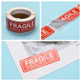Craspire Fragile Stickers Handle with Care Warning Packing Shipping Label, Red, 25.3x76mm, 150pcs/roll