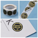 Craspire Handmade with Love Stickers, Self-Adhesive Paper Gift Tag Stickers, for Party, Decorative Presents, Word, 24.5mm, 500pcs/roll
