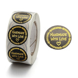 Craspire Handmade with Love Stickers, Self-Adhesive Paper Gift Tag Stickers, for Party, Decorative Presents, Word, 24.5mm, 500pcs/roll