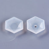 Silicone Molds, Resin Casting Molds, For UV Resin, Epoxy Resin Jewelry Making, Hexagon, White, 33x37x8mm, 33x37x7.5mm, Hole: 5mm, Inner Size: 30x35mm