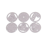 CRASPIRE Flat Round Frame Carbon Steel Cutting Dies Stencils, for DIY Scrapbooking/Photo Album, Decorative Embossing DIY Paper Card, Christmas Theme, Matte Platinum, 10.4x7cm