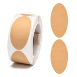 Craspire Self-Adhesive Kraft Paper Gift Tag Stickers, Adhesive Labels, Blank Tag, Oval, Tan, Oval: 50x25mm, 250pcs/roll