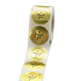 Craspire 1.5 Inch Thank You sticker, Self-Adhesive Kraft Paper Gift Tag Stickers, Adhesive Labels, Flat Round, Gold; Flat Round: 38mm, 500pcs/roll