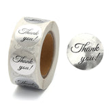 Craspire 1 Inch Thank You Stickers, Adhesive Roll Sticker Labels, for Envelopes, Bubble Mailers and Bags, Silver, 25mm, about 500pcs/roll