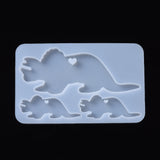 Dinosaur Pendant Silicone Molds, Resin Casting Molds, For UV Resin, Epoxy Resin Jewelry Making, White, 111x69.5x5.5mm, Dinosaur: 39.5x99.5mm, 20.5x53mm and 20.5x53.5mm
