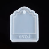 Pendant Silicone Molds, Resin Casting Molds, For UV Resin, Epoxy Resin Jewelry Making, Word Love, White, 70x55x9mm, Hole: 5.8mm, Inner Diameter: 66x51mm