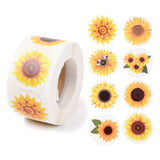 Craspire Sunflower Theme Paper Stickers, Self Adhesive Roll Sticker Labels, for Envelopes, Bubble Mailers and Bags, Flat Round, Gold, 3.8cm, about 500pcs/roll