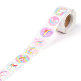 Craspire 8 Styles Unicorn Paper Stickers, Self Adhesive Roll Sticker Labels, for Envelopes, Bubble Mailers and Bags, Flat Round, Horse Pattern, 2.5cm, about 500pcs/rollm