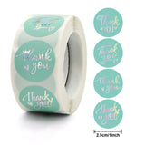 Craspire 1 Inch Word Thank You Self Adhesive Paper Stickers, Gold Stamping Roll Sticker Labels, Gift Tag Stickers, Turquoise, 2.5x0.01cm, 500pc/roll