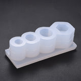Lipstick Silicone Molds, Resin Casting Molds, For UV Resin, Epoxy Resin Making, White, 85x31x27.5mm, Inner Diameter: 9.5mm and 13mm, and 16.5mm, and 16x17mm