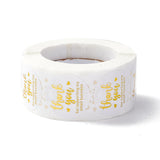 Craspire Thank You Stickers Roll, Flat Round Paper Gift Tag Stickers, Adhesive Labels Stickers, Heart Pattern, 2.8cm, about 28mm wide, Stickers: 25x0.1mm, about 500pcs/roll