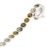 Craspire 1 Inch Self-Adhesive Stickers, Roll Sticker, Flat Round with Flowers & Word Thank You, for Party Decorative Presents, Black, 2.5cm, 500pcs/roll