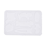 DIY Silicone Molds, Resin Casting Molds, Clay Craft Mold Tools, for Hair Clip Makings, Cat, White, 148x100x3.5mm, Inner Diameter: 42~57x22~35mm