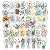 Craspire Light Bulb with Flower Pattern Self-Adhesive Picture Stickers, Vinyl Waterproof Decals, for Water Bottles Laptop Phone Skateboard Decoration, Colorful, 61~75x38~49x0.2mm, 50pcs/bag