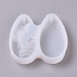Pendant Silicone Molds, Resin Casting Molds, For UV Resin, Epoxy Resin Jewelry Making, teardrop, with Inland, White, 50x46x10mm, Inner Diameter: 22x42mm
