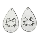 CRASPIRE Carbon Steel Cutting Dies Stencils, for DIY Leather Making, teardrop, with Crab, Matte Platinum Color, 55x35mm, 2pcs/set