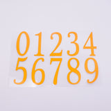 Craspire Waterproof VINYL Plastic Stickers, Number 0~9, Gold, 16.5x24cm, Stickers: 75x27~38mm
