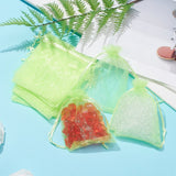 10 pc Organza Bags, with Ribbons, Light Green, 12x9cm