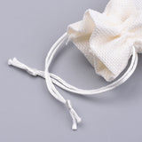 5 pc Cotton Packing Pouches, Drawstring Bags, with Organza Ribbons, Creamy White, 14~15x10~11cm