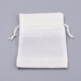 5 pc Cotton Packing Pouches, Drawstring Bags, with Organza Ribbons, Creamy White, 14~15x10~11cm