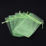 100 pc Rectangle Organza Gift Bags, Green Yellow, 12x10cm