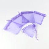 100 pc Organza Gift Bags, with Drawstring, Rectangle, Lilac, 12x10cm
