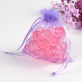 100 pc Organza Gift Bags, with Drawstring, Rectangle, Lilac, 12x10cm