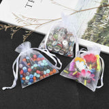 100 pc Rectangle Organza Bags, White, 10x8cm